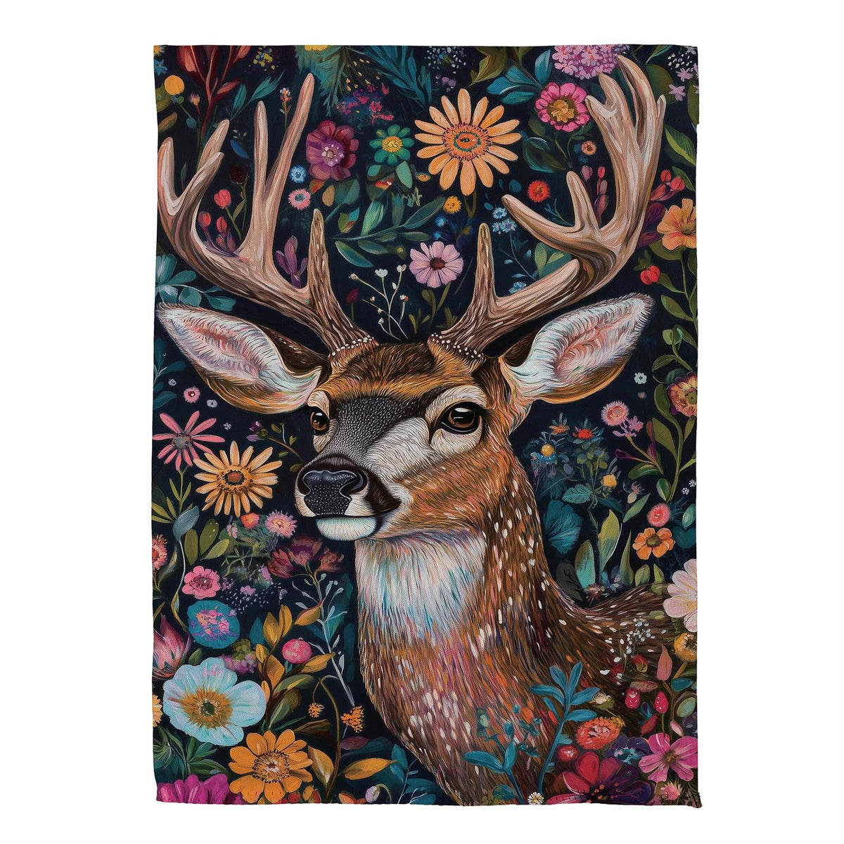 Forever Blooming Deer Suede House Flag; Polyester 29"x43"