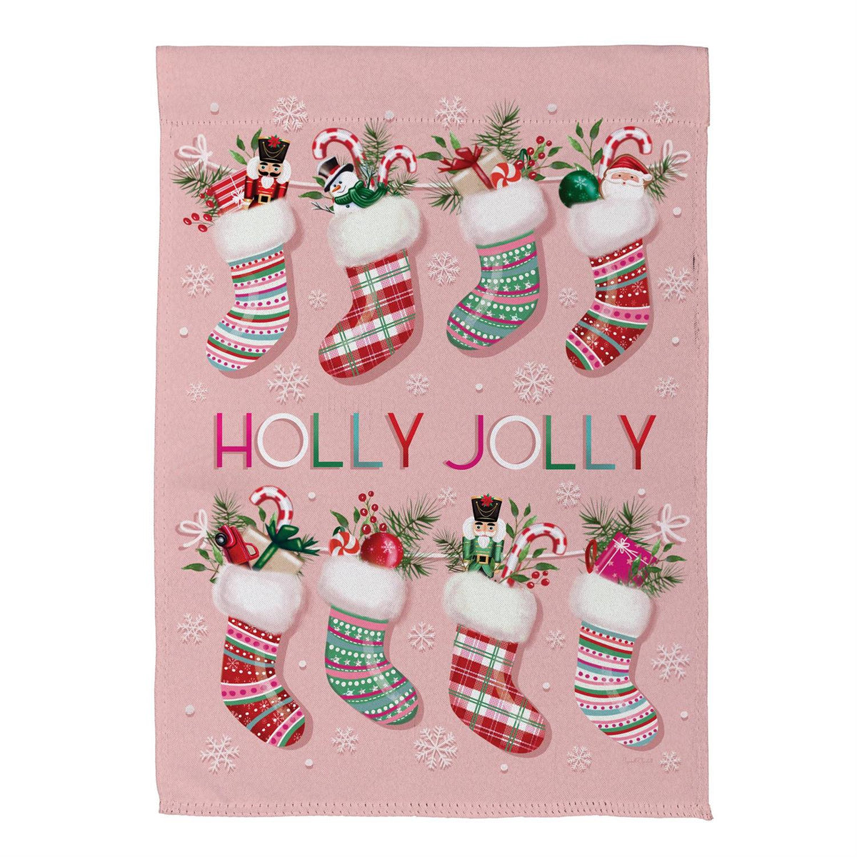 Sweet Jolly Stockings Printed Suede Garden Flag; Polyester 12.5"x18"
