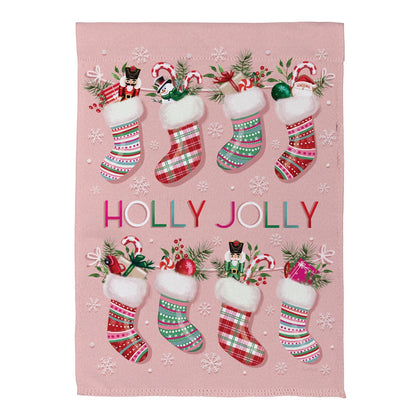 Sweet Jolly Stockings Printed Suede Garden Flag; Polyester 12.5"x18"