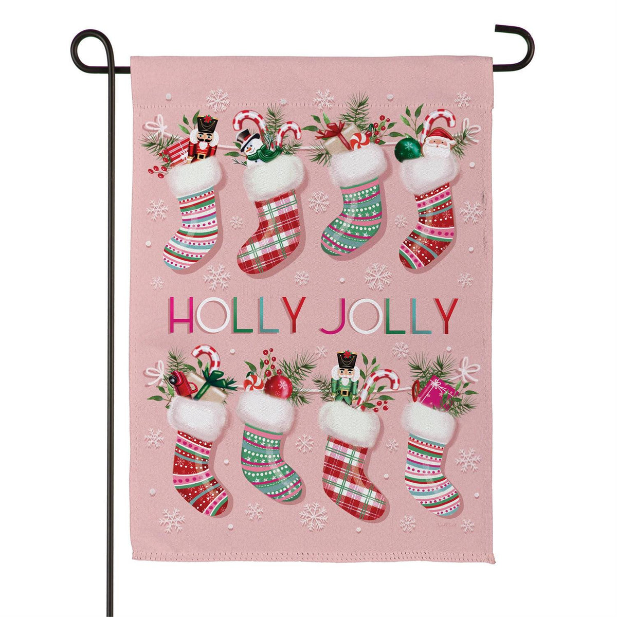 Sweet Jolly Stockings Printed Suede Garden Flag; Polyester 12.5"x18"