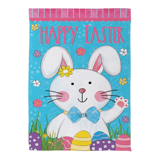 Bowtie Bunny Suede House Flag; Polyester 29"x43"