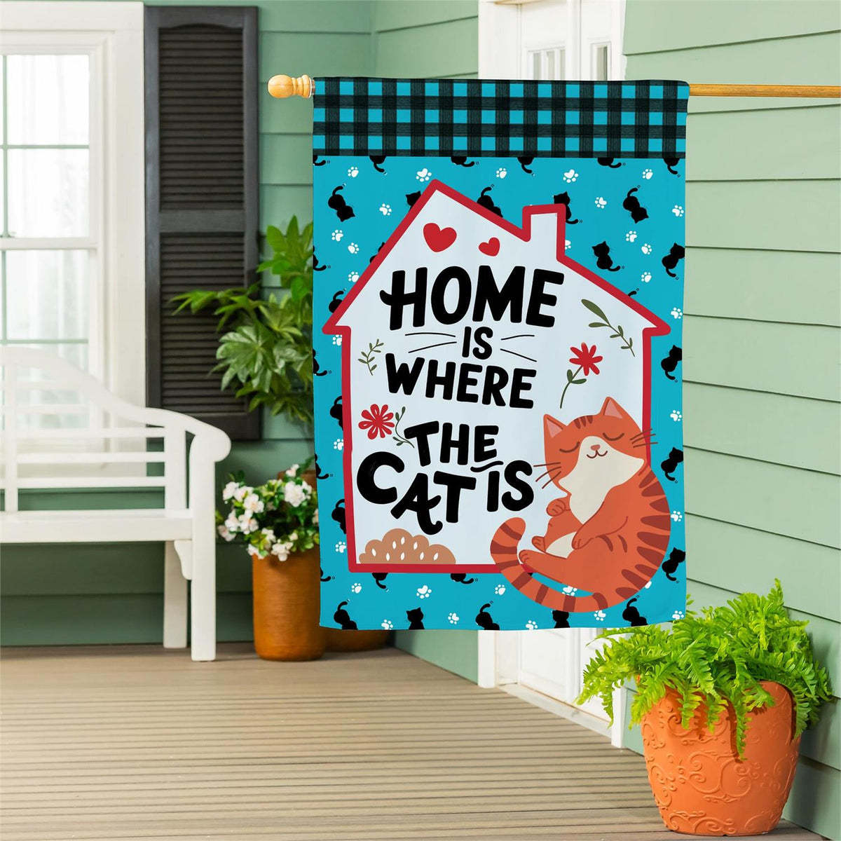 Home Is Where The Cat Is Suede House Flag; Polyester 29"x43"