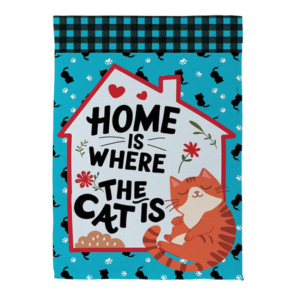 Home Is Where The Cat Is Suede House Flag; Polyester 29"x43"