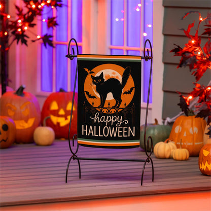 Pet Central Moonlit Black Cat Printed Suede Garden Flag; Polyester 12.5"x18"