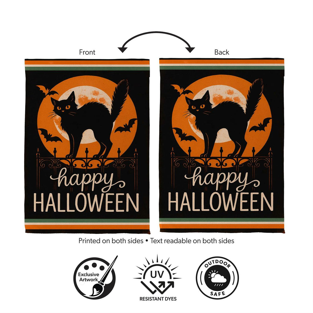 Pet Central Moonlit Black Cat Printed Suede Garden Flag; Polyester 12.5"x18"