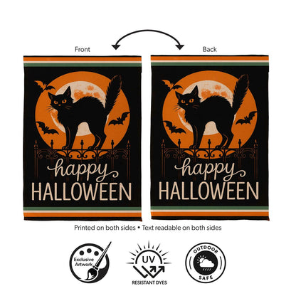 Pet Central Moonlit Black Cat Printed Suede Garden Flag; Polyester 12.5"x18"