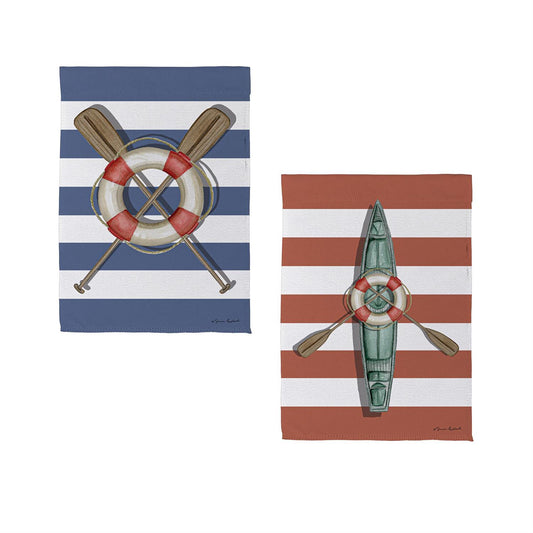 Oars & Canoe Printed Suede Garden Flag; Polyester 12.5"x18"