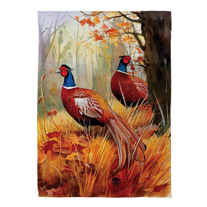 Forest Pheasants Printed Suede Garden Flag; Polyester 12.5"x18"
