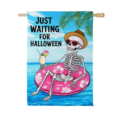 Just Waiting for Halloween Suede House Flag; Polyester 29"x43"