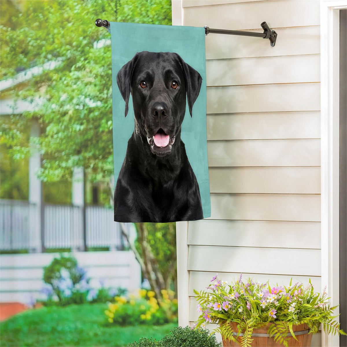 Black Lab Suede House Flag; Polyester 29"x43"