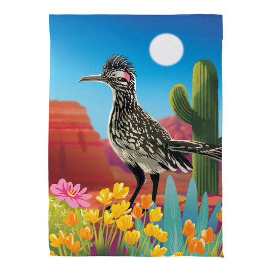 Wild Roadrunner Printed Suede Garden Flag; Polyester 12.5"x18"