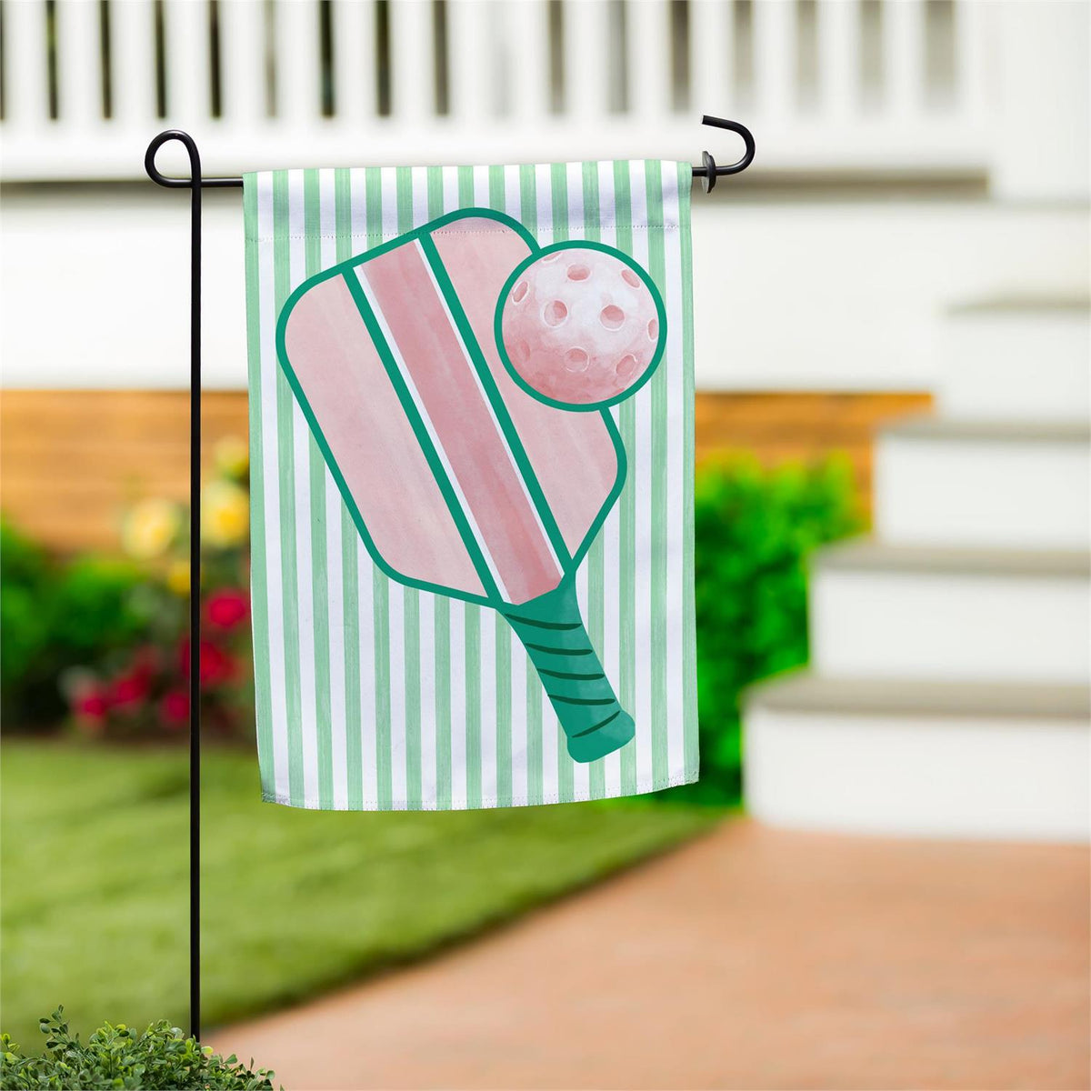 Pastel Pickleball Printed Suede Garden Flag; Polyester 12.5"x18"