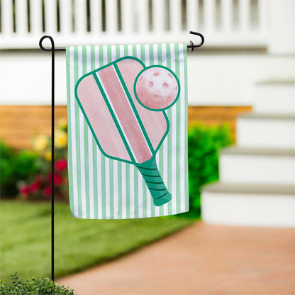 Pastel Pickleball Printed Suede Garden Flag; Polyester 12.5"x18"