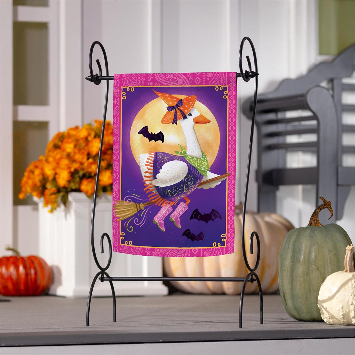 Witchy Goose Printed Suede Garden Flag; Polyester 12.5"x18"