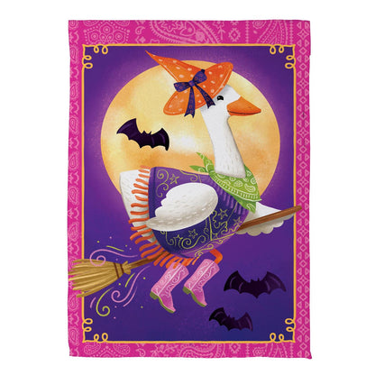 Witchy Goose Printed Suede Garden Flag; Polyester 12.5"x18"