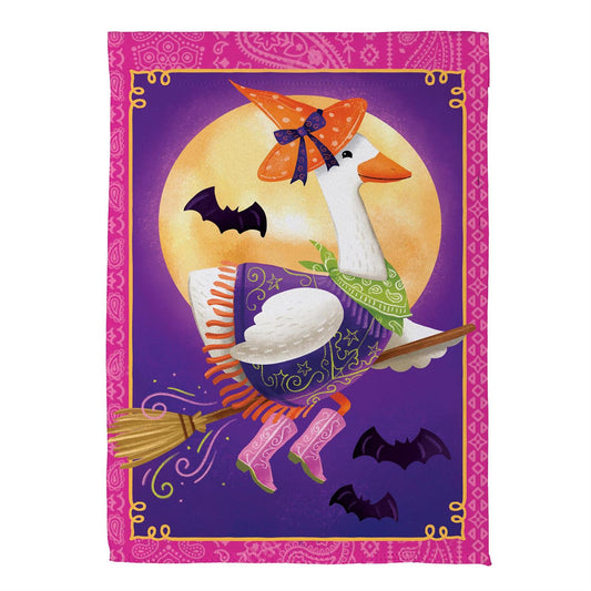 Witchy Goose Printed Suede Garden Flag; Polyester 12.5"x18"