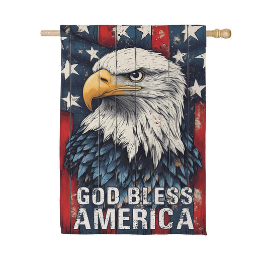 God Bless America Eagle Suede House Flag; Polyester 29"x43"