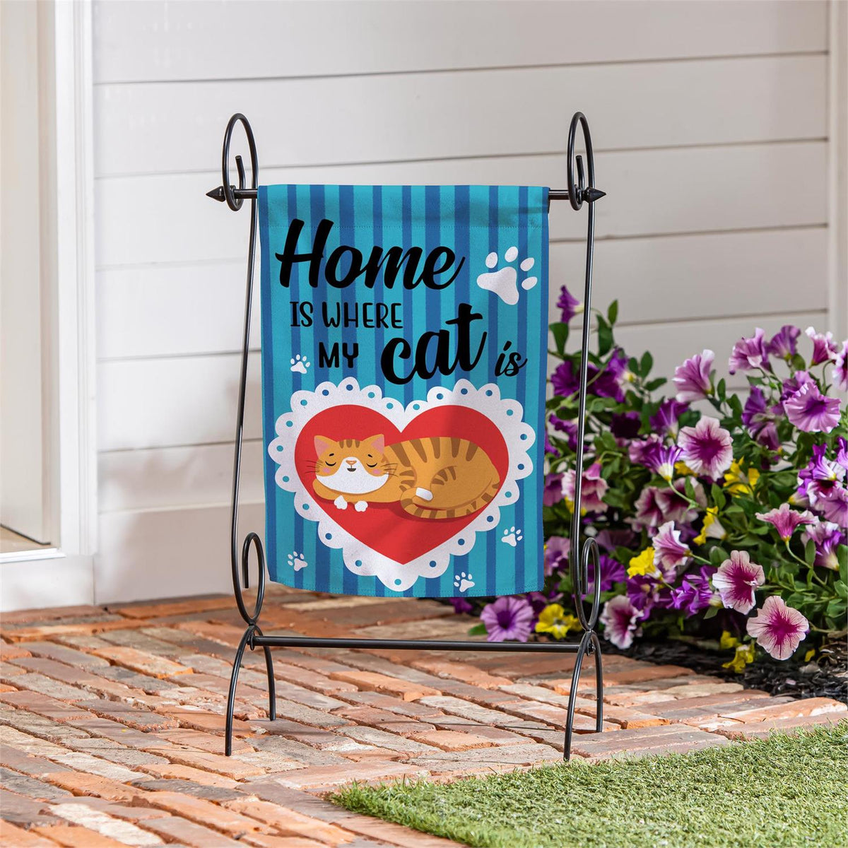 Home is Where My Cat Is Suede Garden Flag; Polyester 12.5"x18"