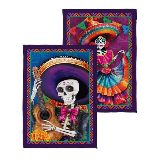 Day of the Dead Printed Suede Garden Flag; Polyester 12.5"x18"