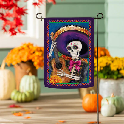 Day of the Dead Printed Suede Garden Flag; Polyester 12.5"x18"