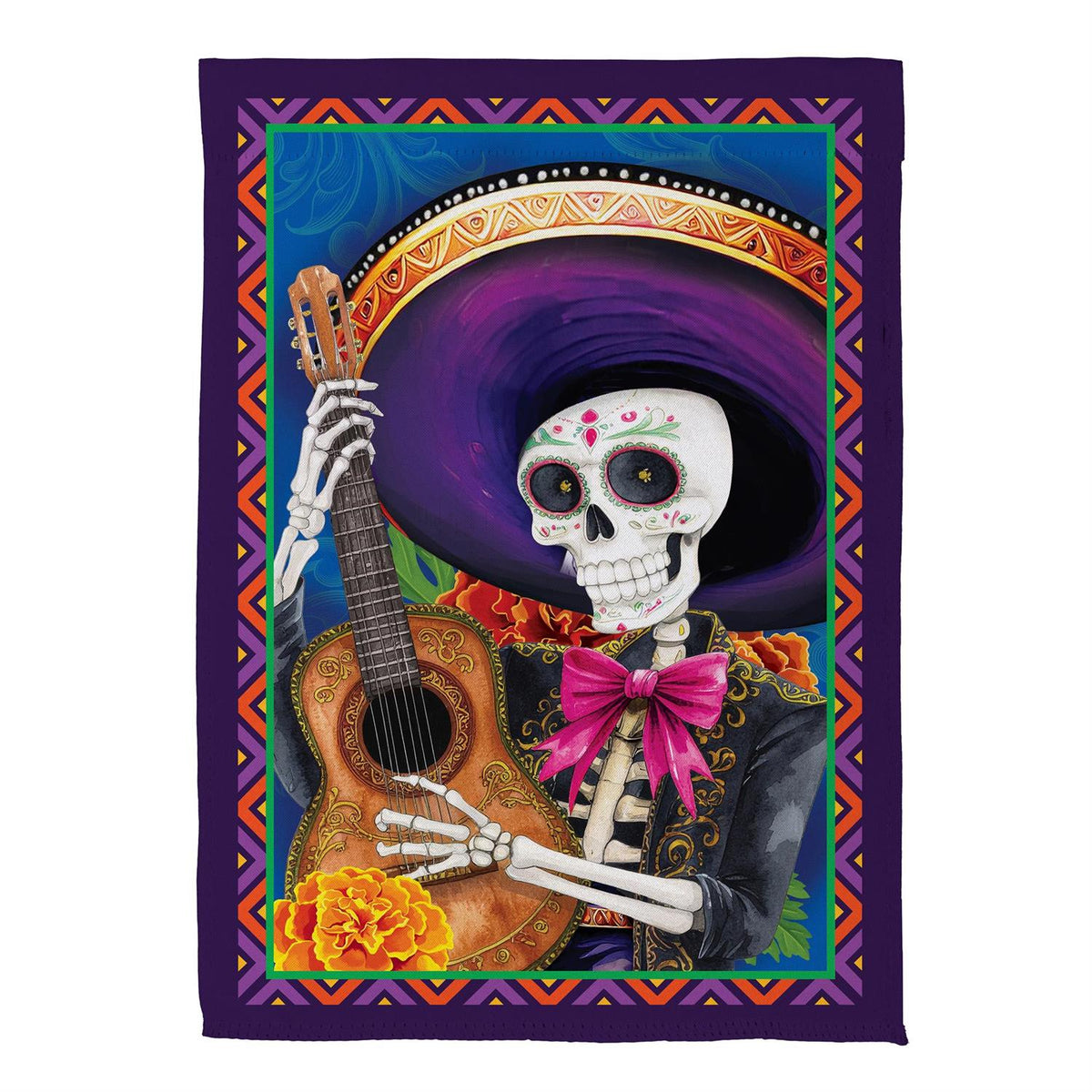 Day of the Dead Printed Suede Garden Flag; Polyester 12.5"x18"