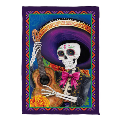 Day of the Dead Printed Suede Garden Flag; Polyester 12.5"x18"