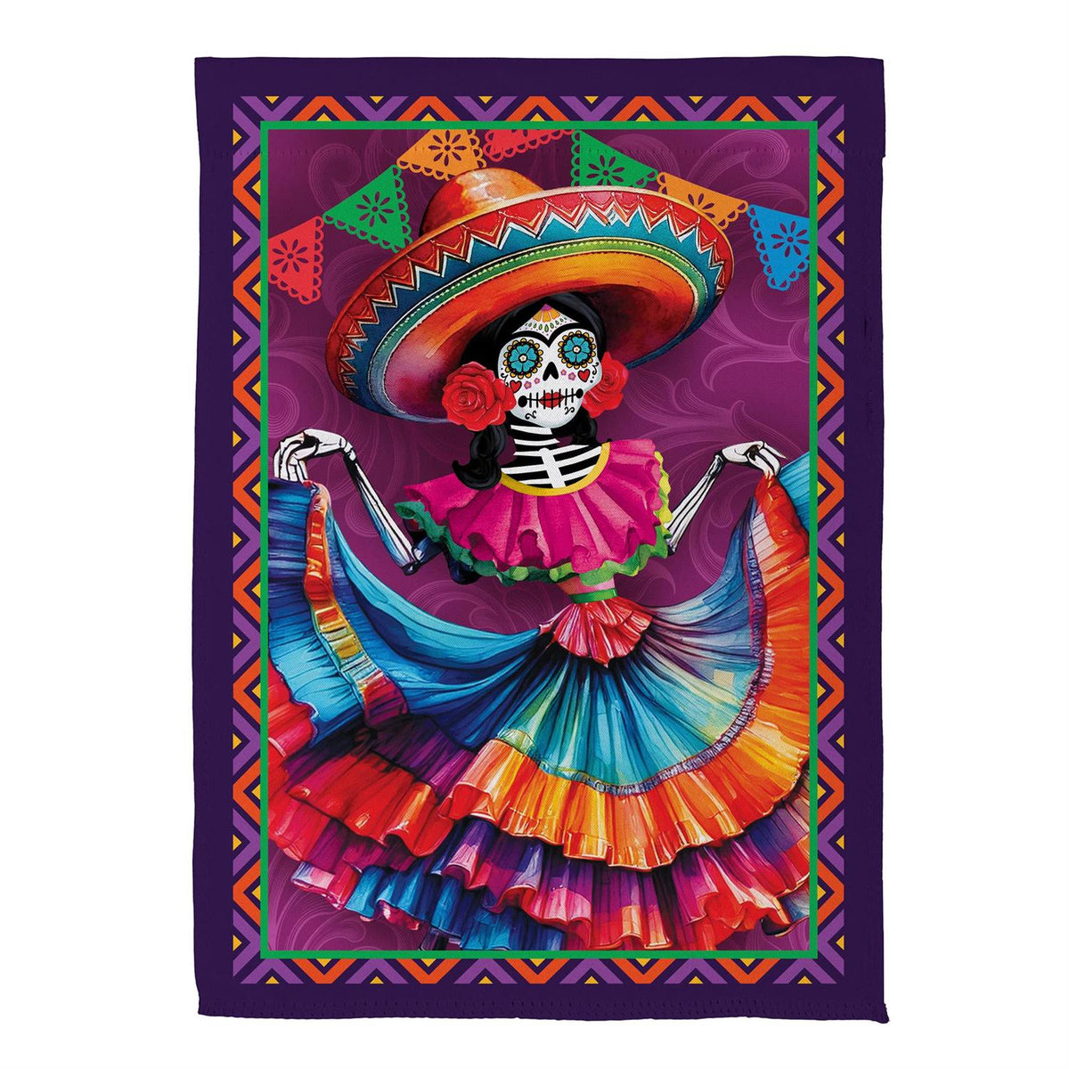 Day of the Dead Printed Suede Garden Flag; Polyester 12.5"x18"