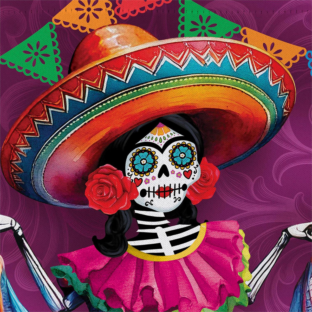Day of the Dead Printed Suede Garden Flag; Polyester 12.5"x18"