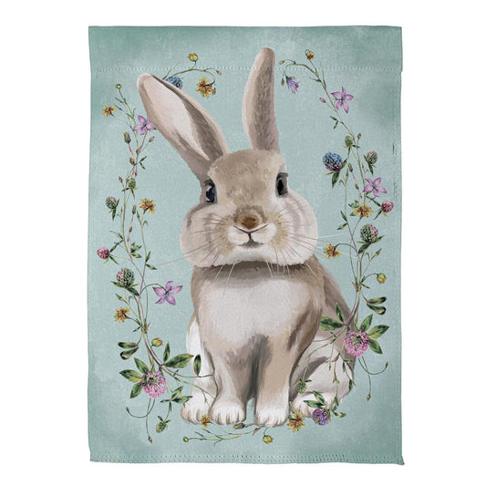 Vintage Floral Hare Suede House Flag; Polyester 29"x43"
