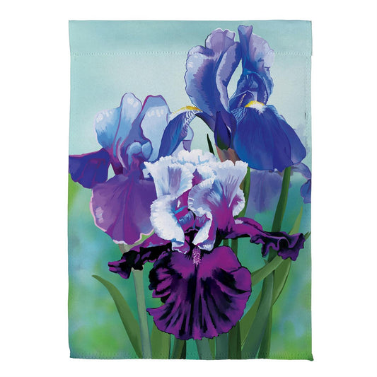Vibrant Iris Printed Suede Garden Flag; Polyester 12.5"x18"