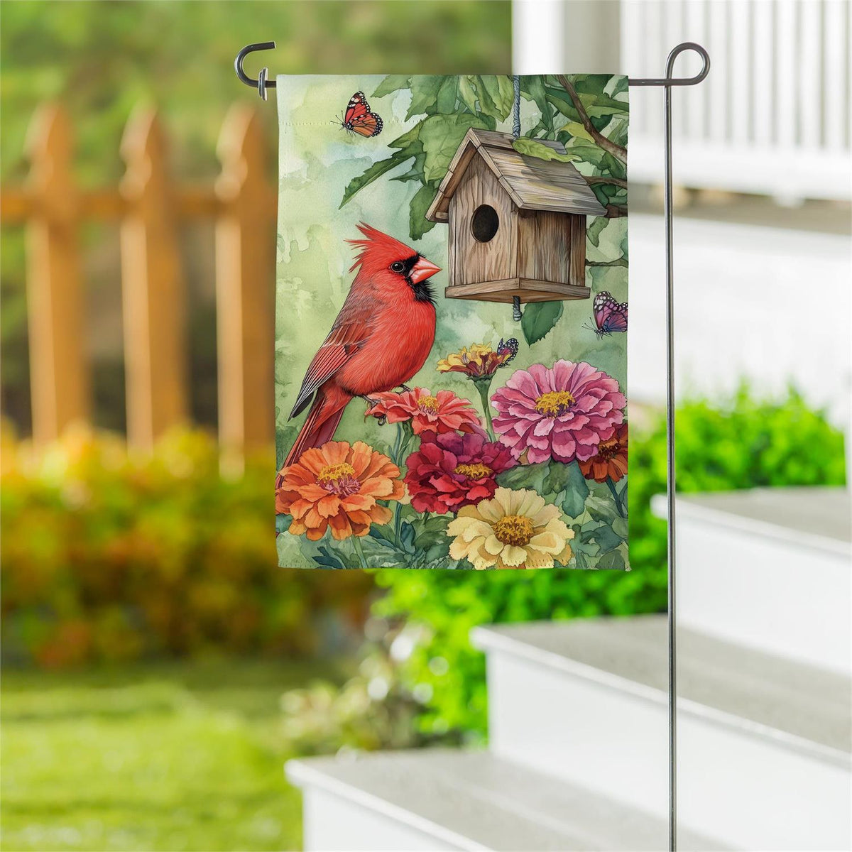 Spring Cardinal Time Printed Suede Garden Flag; Polyester 12.5"x18"