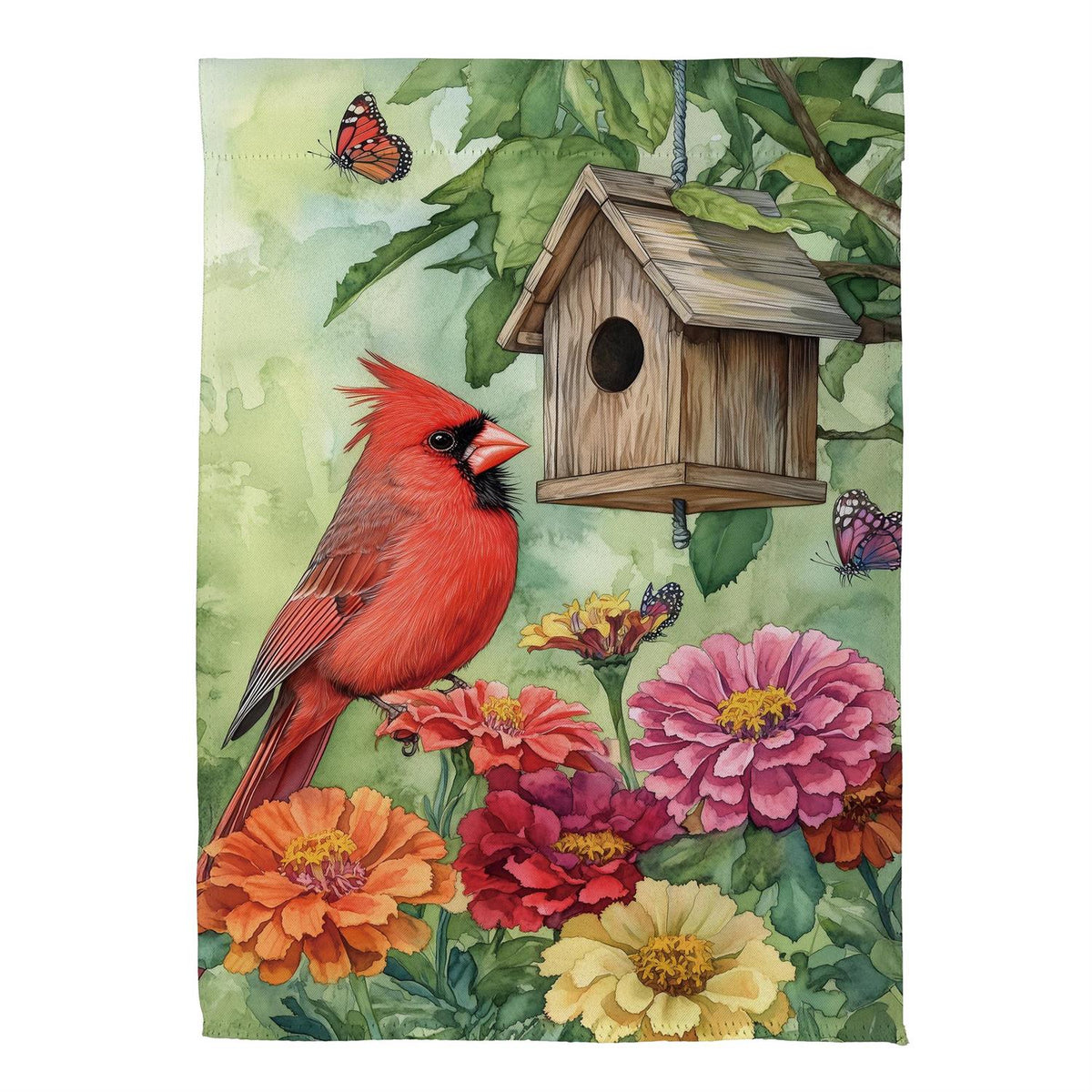 Spring Cardinal Time Printed Suede Garden Flag; Polyester 12.5"x18"
