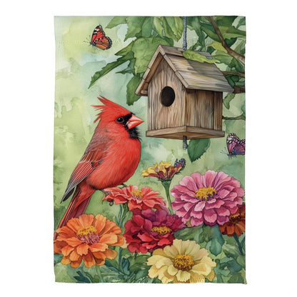 Spring Cardinal Time Printed Suede Garden Flag; Polyester 12.5"x18"