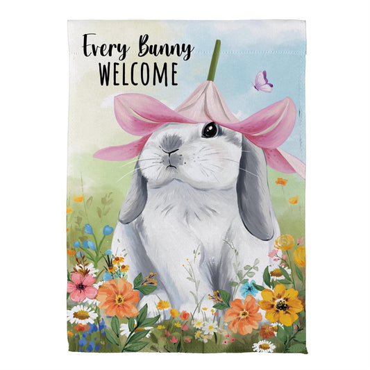 Bunny Blooms Flower Printed Suede Garden Flag; Polyester 12.5"x18"