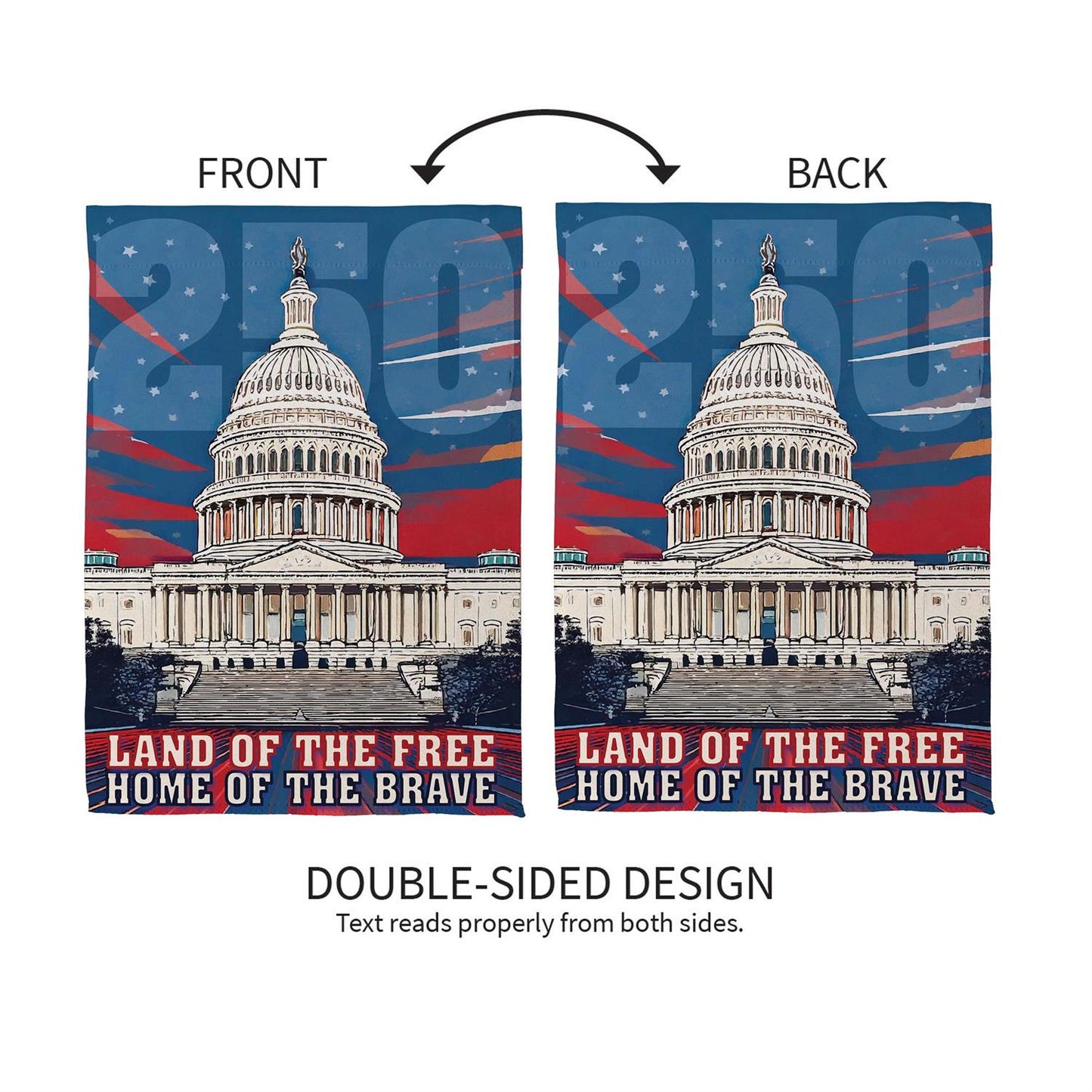 12.5"x18" 250th Anniversary Land of the Free Home of the Brave Garden Flag