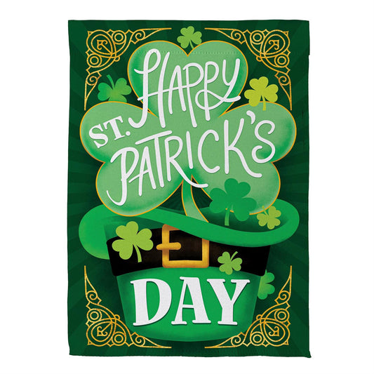Happy St Patrick's Day Suede House Flag; Polyester 29"x43"