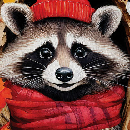 Cozy Fall Racoon Printed Suede Garden Flag; Polyester 12.5"x18"