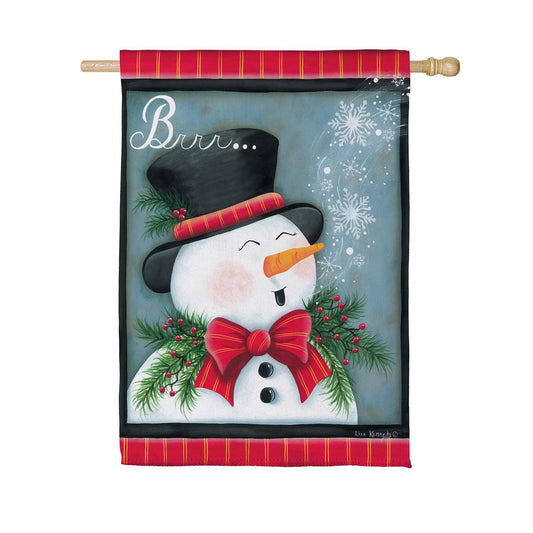 Chilly Snowman Suede House Flag; Polyester 29"x43"