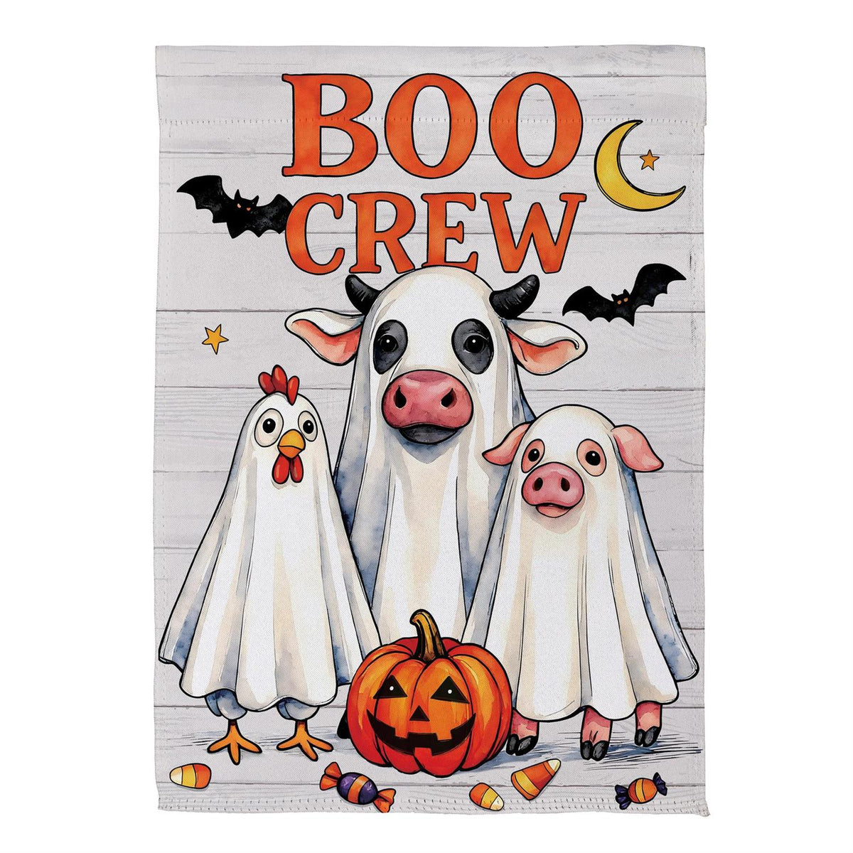 BOO Crew Printed Suede Garden Flag; Polyester 12.5"x18"