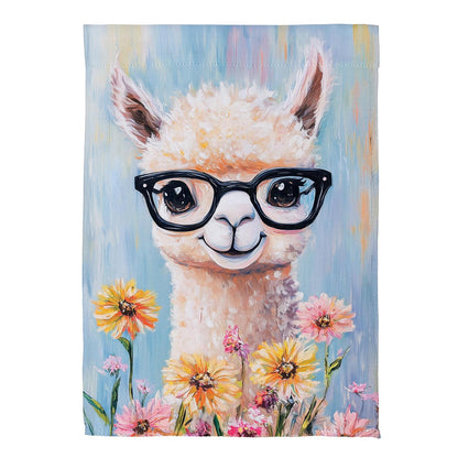 Floral Llama Printed Suede Garden Flag; Polyester 12.5"x18"