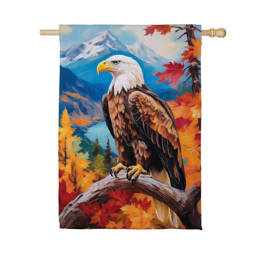 Regal Fall Eagle Suede House Flag; Polyester 29"x43"