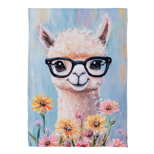 Floral Llama Suede House Flag; Polyester 29"x43"