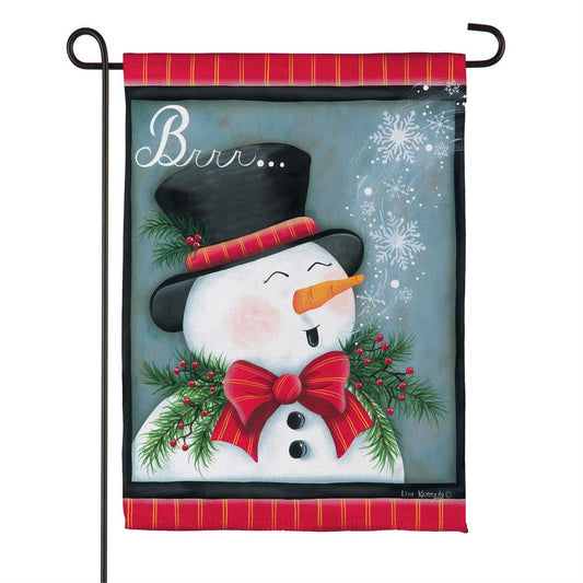 Chilly Snowman Suede Garden Flag; Polyester 12.5"x18"