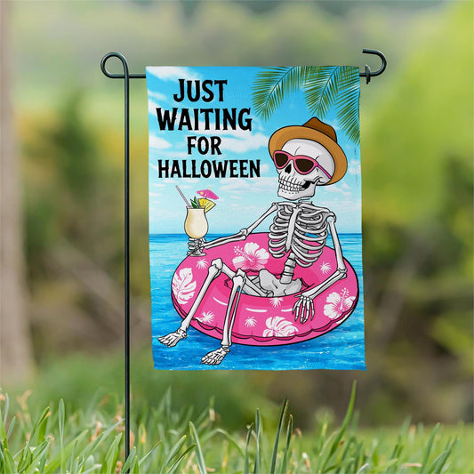 Just Waiting for Halloween Printed Suede Garden Flag; Polyester 12.5"x18"