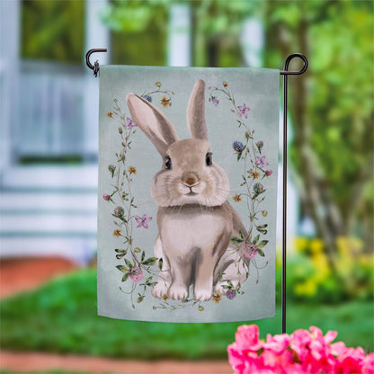 Vintage Floral Hare Garden Flag
