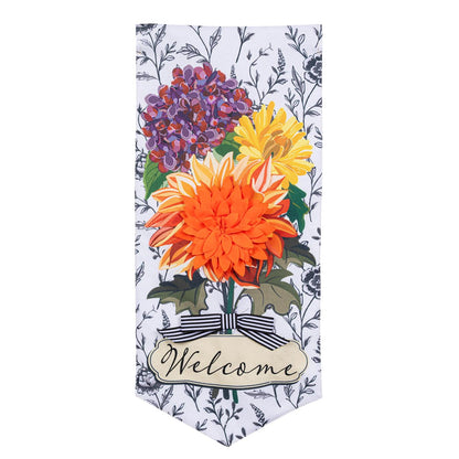 Fall Floral Toile Everlasting Impressions Garden Flag; Polyester-Linen Blend 12.5"x28"
