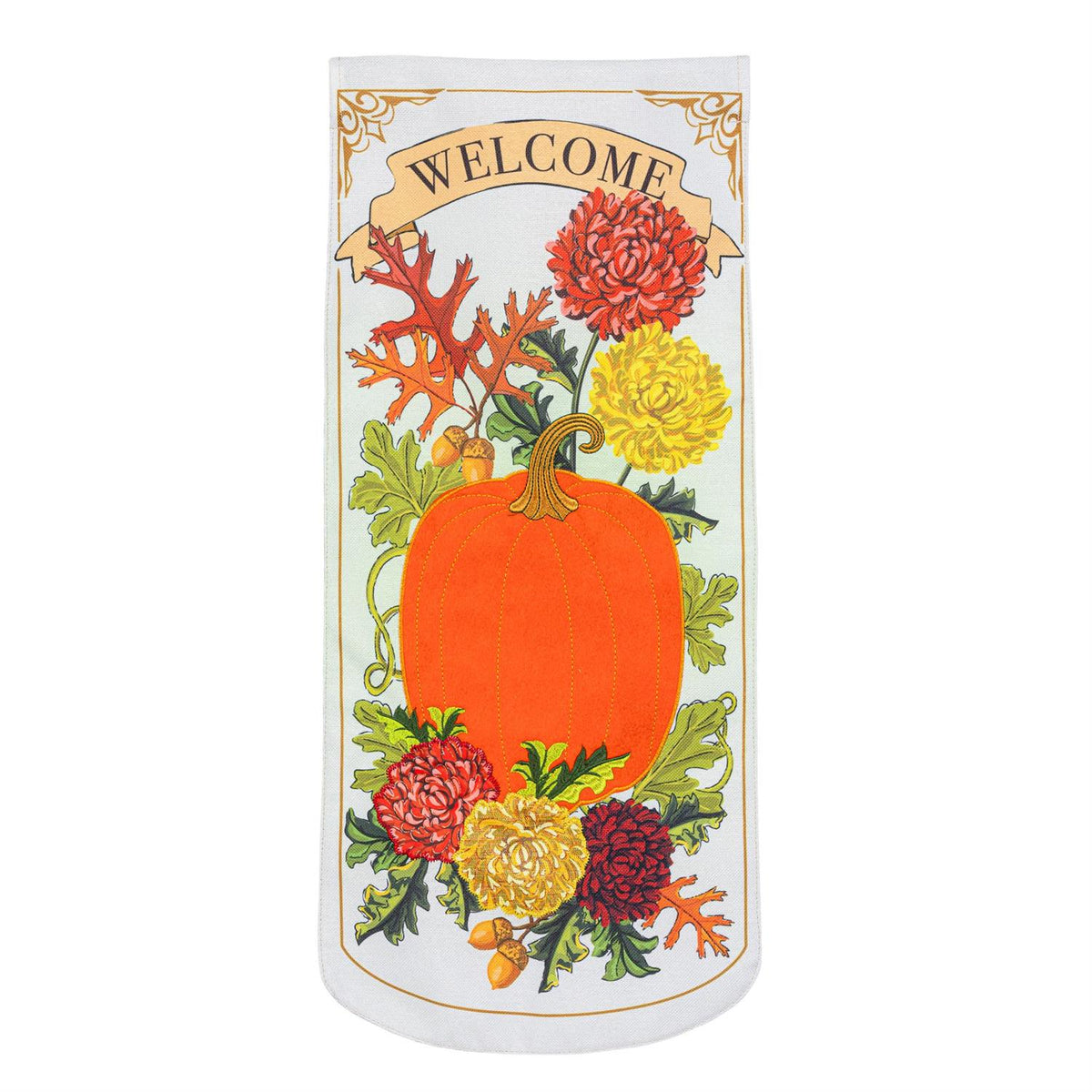 Vintage Welcome Autumn Everlasting Impressions Garden Flag; Polyester-Linen Blend 12.5"x28"