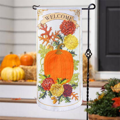 Vintage Welcome Autumn Everlasting Impressions Garden Flag; Polyester-Linen Blend 12.5"x28"