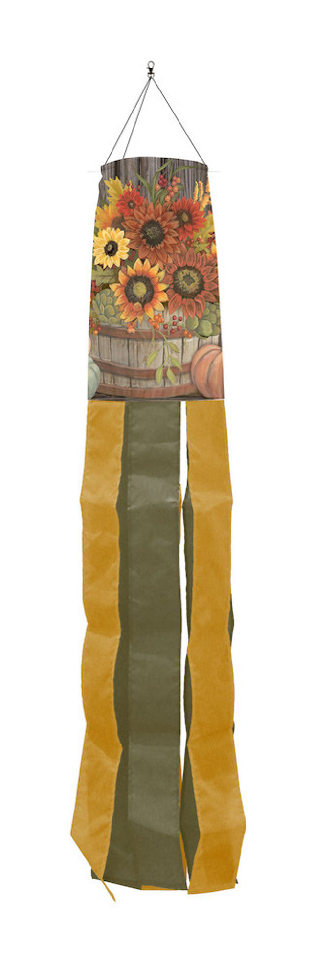 Hello Fall Floral Windsock; Polyester 6"x40"L