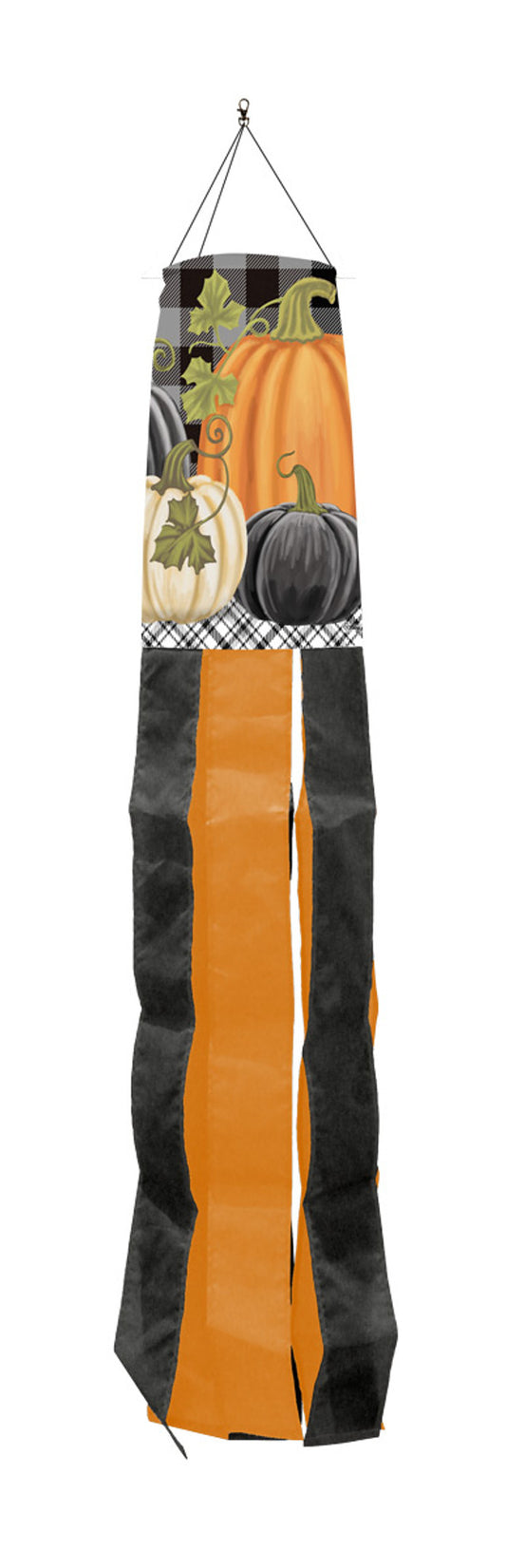 Checkered Pumpkins Windsock; Polyester 6"x40"L